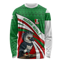 Indigenous Regions of Panama Ngabe-Bugle Long Sleeve Shirt with Harpy Eagle Graphic and Green Red Tribal Pattern 1997 - Wonder Print Shop