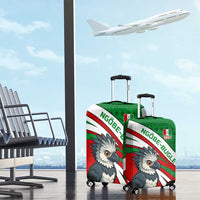 Indigenous Regions of Panama Ngabe-Bugle Luggage Cover with Harpy Eagle Graphic and Green Red Tribal Pattern 1997 - Wonder Print Shop