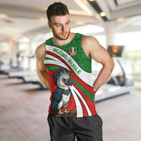 Indigenous Regions of Panama Ngabe-Bugle Men Tank Top with Harpy Eagle Graphic and Green Red Tribal Pattern 1997 - Wonder Print Shop
