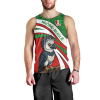 Indigenous Regions of Panama Ngabe-Bugle Men Tank Top with Harpy Eagle Graphic and Green Red Tribal Pattern 1997 - Wonder Print Shop
