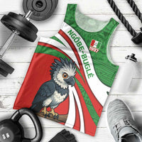 Indigenous Regions of Panama Ngabe-Bugle Men Tank Top with Harpy Eagle Graphic and Green Red Tribal Pattern 1997 - Wonder Print Shop