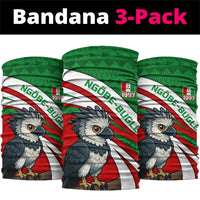 Indigenous Regions of Panama Ngabe-Bugle Neck Gaiter with Harpy Eagle Graphic and Green Red Tribal Pattern 1997 - Wonder Print Shop