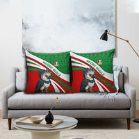 Indigenous Regions of Panama Ngabe-Bugle Pillow Cover with Harpy Eagle Graphic and Green Red Tribal Pattern 1997 - Wonder Print Shop