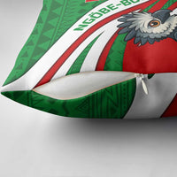 Indigenous Regions of Panama Ngabe-Bugle Pillow Cover with Harpy Eagle Graphic and Green Red Tribal Pattern 1997 - Wonder Print Shop