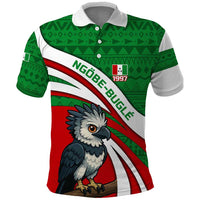 Indigenous Regions of Panama Ngabe-Bugle Polo Shirt with Harpy Eagle Graphic and Green Red Tribal Pattern 1997 - Wonder Print Shop