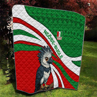 Indigenous Regions of Panama Ngabe-Bugle Quilt with Harpy Eagle Graphic and Green Red Tribal Pattern 1997 - Wonder Print Shop