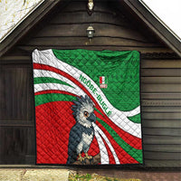 Indigenous Regions of Panama Ngabe-Bugle Quilt with Harpy Eagle Graphic and Green Red Tribal Pattern 1997 - Wonder Print Shop