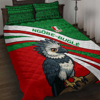 Indigenous Regions of Panama Ngabe-Bugle Quilt Bed Set with Harpy Eagle Graphic and Green Red Tribal Pattern 1997 - Wonder Print Shop