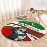 Indigenous Regions of Panama Ngabe-Bugle Round Carpet with Harpy Eagle Graphic and Green Red Tribal Pattern 1997 - Wonder Print Shop