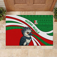 Indigenous Regions of Panama Ngabe-Bugle Rubber Doormat with Harpy Eagle Graphic and Green Red Tribal Pattern 1997 - Wonder Print Shop