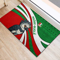 Indigenous Regions of Panama Ngabe-Bugle Rubber Doormat with Harpy Eagle Graphic and Green Red Tribal Pattern 1997 - Wonder Print Shop
