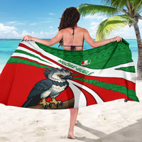 Indigenous Regions of Panama Ngabe-Bugle Sarong with Harpy Eagle Graphic and Green Red Tribal Pattern 1997 - Wonder Print Shop