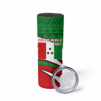 Indigenous Regions of Panama Ngabe-Bugle Skinny Tumbler with Harpy Eagle Graphic and Green Red Tribal Pattern 1997 - Wonder Print Shop