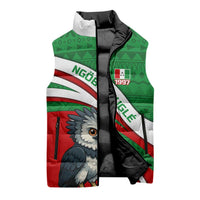 Indigenous Regions of Panama Ngabe-Bugle Sleeveless Puffer Jacket with Harpy Eagle Graphic and Green Red Tribal Pattern 1997 - Wonder Print Shop