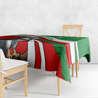 Indigenous Regions of Panama Ngabe-Bugle Tablecloth with Harpy Eagle Graphic and Green Red Tribal Pattern 1997 - Wonder Print Shop