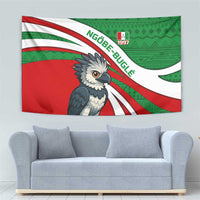 Indigenous Regions of Panama Ngabe-Bugle Tapestry with Harpy Eagle Graphic and Green Red Tribal Pattern 1997 - Wonder Print Shop