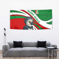 Indigenous Regions of Panama Ngabe-Bugle Tapestry with Harpy Eagle Graphic and Green Red Tribal Pattern 1997 - Wonder Print Shop