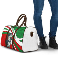 Indigenous Regions of Panama Ngabe-Bugle Travel Bag with Harpy Eagle Graphic and Green Red Tribal Pattern 1997 - Wonder Print Shop