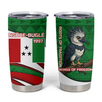 Indigenous Regions of Panama Ngabe-Bugle Tumbler Cup with Harpy Eagle Graphic and Green Red Tribal Pattern 1997 - Wonder Print Shop