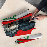 Indigenous Regions of Panama Ngabe-Bugle Umbrella with Harpy Eagle Graphic and Green Red Tribal Pattern 1997 - Wonder Print Shop