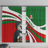 Indigenous Regions of Panama Ngabe-Bugle Window Curtain with Harpy Eagle Graphic and Green Red Tribal Pattern 1997 - Wonder Print Shop