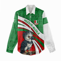 Indigenous Regions of Panama Ngabe-Bugle Women Casual Shirt with Harpy Eagle Graphic and Green Red Tribal Pattern 1997 - Wonder Print Shop