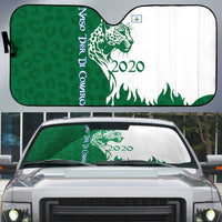 Indigenous Regions of Panama Naso Tjer Di Comarca Auto Sun Shade with Jaguar Graphic and Green White Territory and Life 2020 - Wonder Print Shop