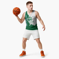 Indigenous Regions of Panama Naso Tjer Di Comarca Basketball Jersey with Jaguar Graphic and Green White Territory and Life 2020 - Wonder Print Shop