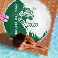 Indigenous Regions of Panama Naso Tjer Di Comarca Beach Blanket with Jaguar Graphic and Green White Territory and Life 2020 - Wonder Print Shop