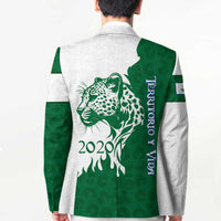 Indigenous Regions of Panama Naso Tjer Di Comarca Blazer with Jaguar Graphic and Green White Territory and Life 2020 - Wonder Print Shop