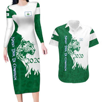 Indigenous Regions of Panama Naso Tjer Di Comarca Couples Matching Long Sleeve Bodycon Dress and Hawaiian Shirt with Jaguar Graphic and Green White Territory and Life 2020 - Wonder Print Shop