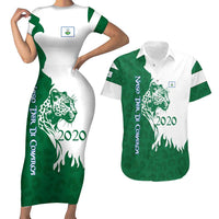 Indigenous Regions of Panama Naso Tjer Di Comarca Couples Matching Short Sleeve Bodycon Dress and Hawaiian Shirt with Jaguar Graphic and Green White Territory and Life 2020 - Wonder Print Shop