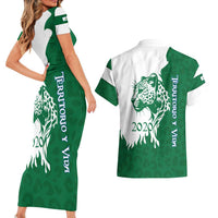 Indigenous Regions of Panama Naso Tjer Di Comarca Couples Matching Short Sleeve Bodycon Dress and Hawaiian Shirt with Jaguar Graphic and Green White Territory and Life 2020 - Wonder Print Shop