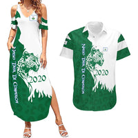 Indigenous Regions of Panama Naso Tjer Di Comarca Couples Matching Summer Maxi Dress and Hawaiian Shirt with Jaguar Graphic and Green White Territory and Life 2020 - Wonder Print Shop