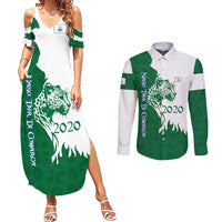 Indigenous Regions of Panama Naso Tjer Di Comarca Couples Matching Summer Maxi Dress and Long Sleeve Button Shirt with Jaguar Graphic and Green White Territory and Life 2020 - Wonder Print Shop