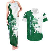 Indigenous Regions of Panama Naso Tjer Di Comarca Couples Matching Tank Maxi Dress and Hawaiian Shirt with Jaguar Graphic and Green White Territory and Life 2020 - Wonder Print Shop