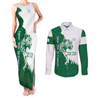 Indigenous Regions of Panama Naso Tjer Di Comarca Couples Matching Tank Maxi Dress and Long Sleeve Button Shirt with Jaguar Graphic and Green White Territory and Life 2020 - Wonder Print Shop