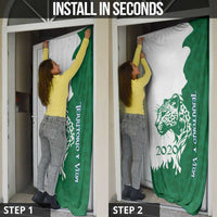 Indigenous Regions of Panama Naso Tjer Di Comarca Door Cover with Jaguar Graphic and Green White Territory and Life 2020 - Wonder Print Shop