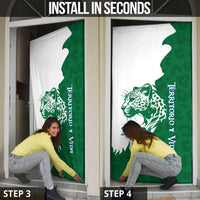 Indigenous Regions of Panama Naso Tjer Di Comarca Door Cover with Jaguar Graphic and Green White Territory and Life 2020 - Wonder Print Shop