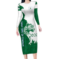 Indigenous Regions of Panama Naso Tjer Di Comarca Family Matching Long Sleeve Bodycon Dress and Hawaiian Shirt with Jaguar Graphic and Green White Territory and Life 2020 - Wonder Print Shop