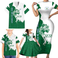 Indigenous Regions of Panama Naso Tjer Di Comarca Family Matching Short Sleeve Bodycon Dress and Hawaiian Shirt with Jaguar Graphic and Green White Territory and Life 2020 - Wonder Print Shop