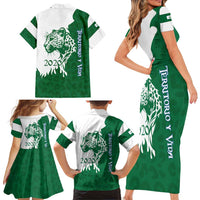 Indigenous Regions of Panama Naso Tjer Di Comarca Family Matching Short Sleeve Bodycon Dress and Hawaiian Shirt with Jaguar Graphic and Green White Territory and Life 2020 - Wonder Print Shop