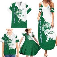 Indigenous Regions of Panama Naso Tjer Di Comarca Family Matching Summer Maxi Dress and Hawaiian Shirt with Jaguar Graphic and Green White Territory and Life 2020 - Wonder Print Shop