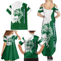 Indigenous Regions of Panama Naso Tjer Di Comarca Family Matching Summer Maxi Dress and Hawaiian Shirt with Jaguar Graphic and Green White Territory and Life 2020 - Wonder Print Shop