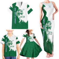 Indigenous Regions of Panama Naso Tjer Di Comarca Family Matching Tank Maxi Dress and Hawaiian Shirt with Jaguar Graphic and Green White Territory and Life 2020 - Wonder Print Shop
