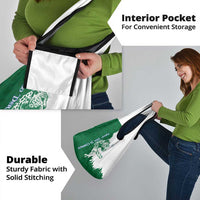 Indigenous Regions of Panama Naso Tjer Di Comarca Grocery Bag with Jaguar Graphic and Green White Territory and Life 2020 - Wonder Print Shop