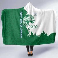 Indigenous Regions of Panama Naso Tjer Di Comarca Hooded Blanket with Jaguar Graphic and Green White Territory and Life 2020 - Wonder Print Shop