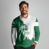 Indigenous Regions of Panama Naso Tjer Di Comarca Long Sleeve Polo Shirt with Jaguar Graphic and Green White Territory and Life 2020 - Wonder Print Shop