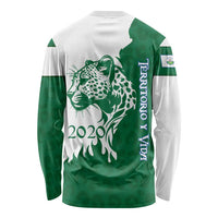 Indigenous Regions of Panama Naso Tjer Di Comarca Long Sleeve Shirt with Jaguar Graphic and Green White Territory and Life 2020 - Wonder Print Shop