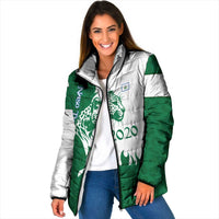 Indigenous Regions of Panama Naso Tjer Di Comarca Padded Jacket with Jaguar Graphic and Green White Territory and Life 2020 - Wonder Print Shop